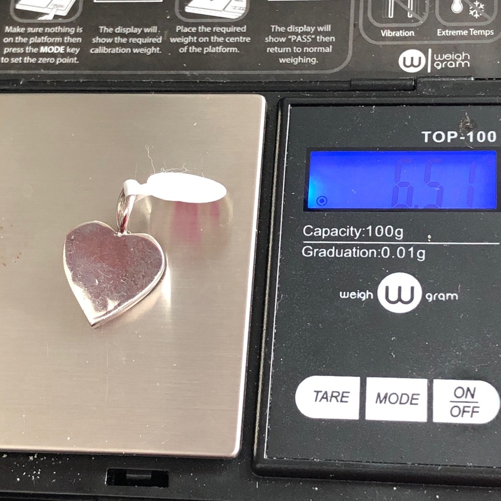 Vintage 925 sterling silver solid heart pendant. - Picture 13 of 13
